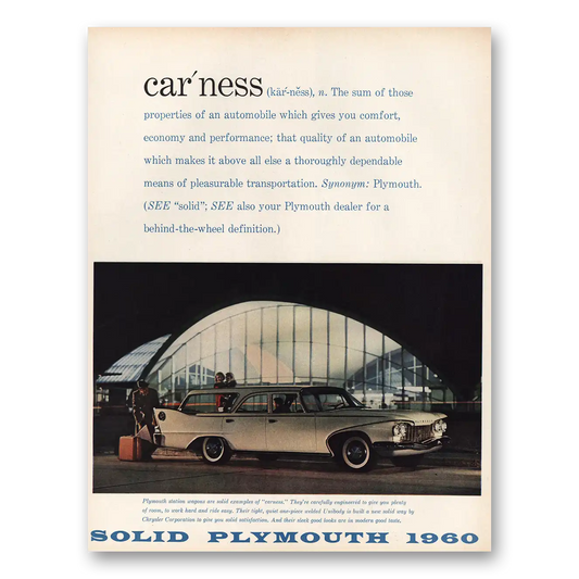 1960 Plymouth Car Ness LRG Vintage Magazine Print Ad