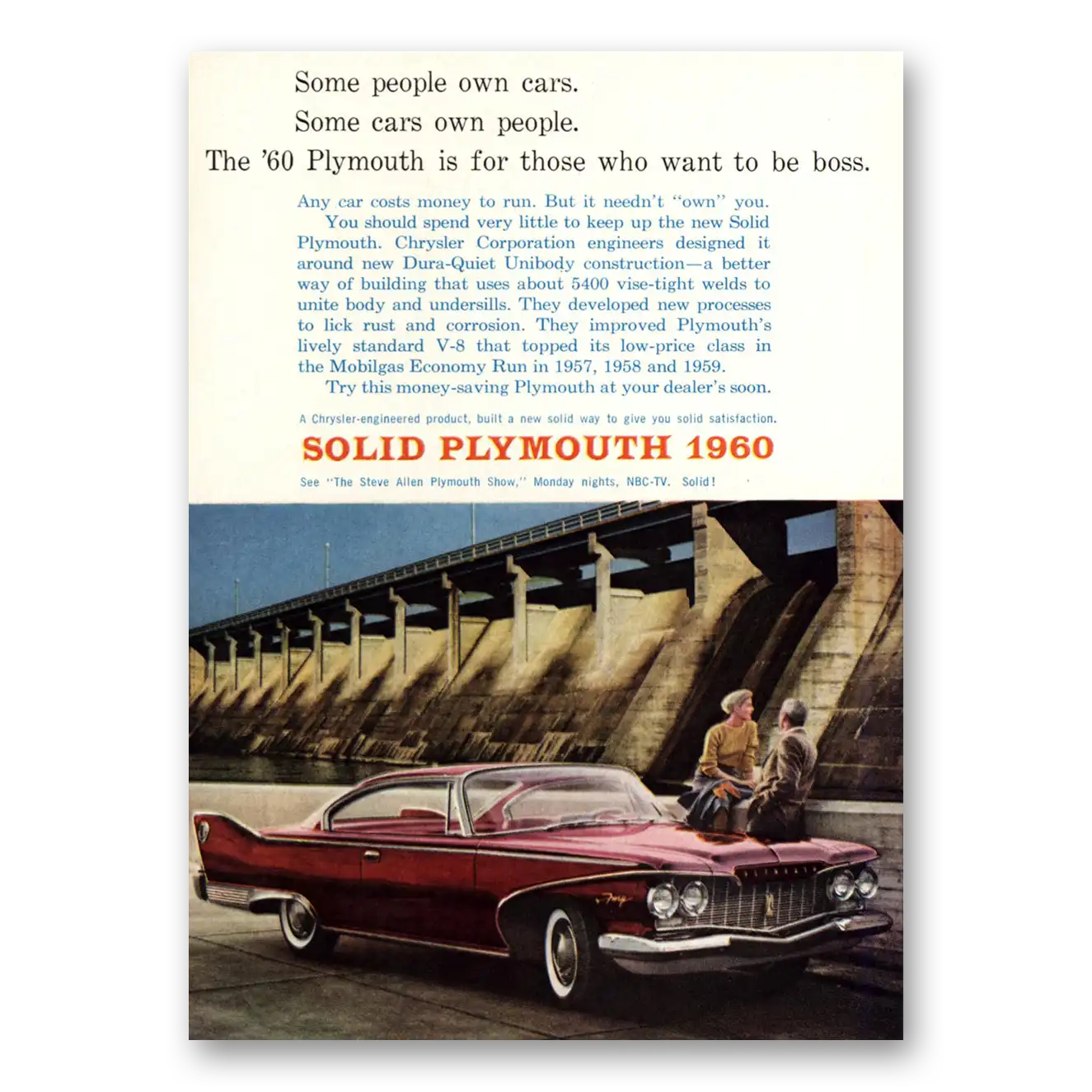 1960 Plymouth Some People Own Car Some Cars Own People Vintage Magazine Print Ad