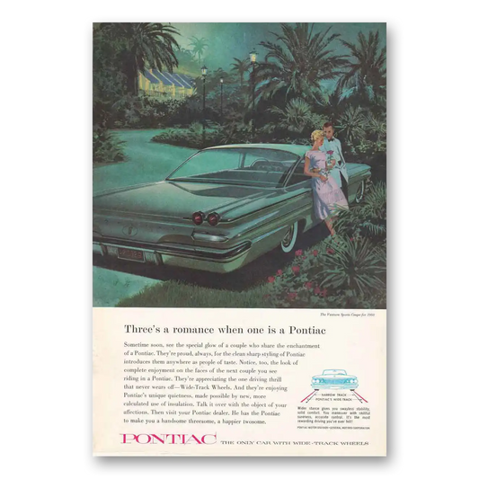 1960 Pontiac Ventura Threes a Romance Vintage Magazine Print Ad