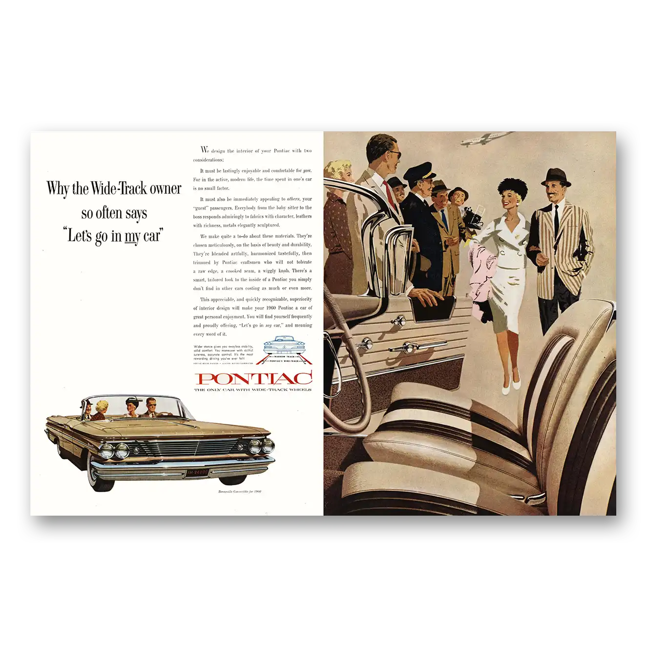 1959 Pontiac Bonneville Wide Track Lets Go In My Car Vintage Magazine Print Ad