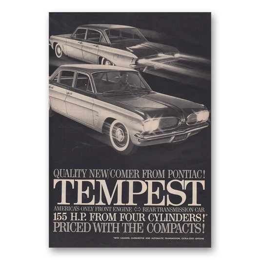 1960 Pontiac Tempest From Four Cylinders Vintage Magazine Print Ad