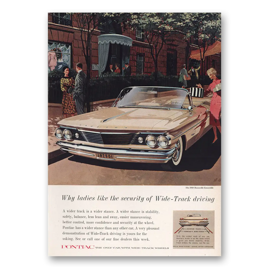 1960 Pontiac Bonneville Convertible Ladies Like the Security Vintage Magazine Print Ad