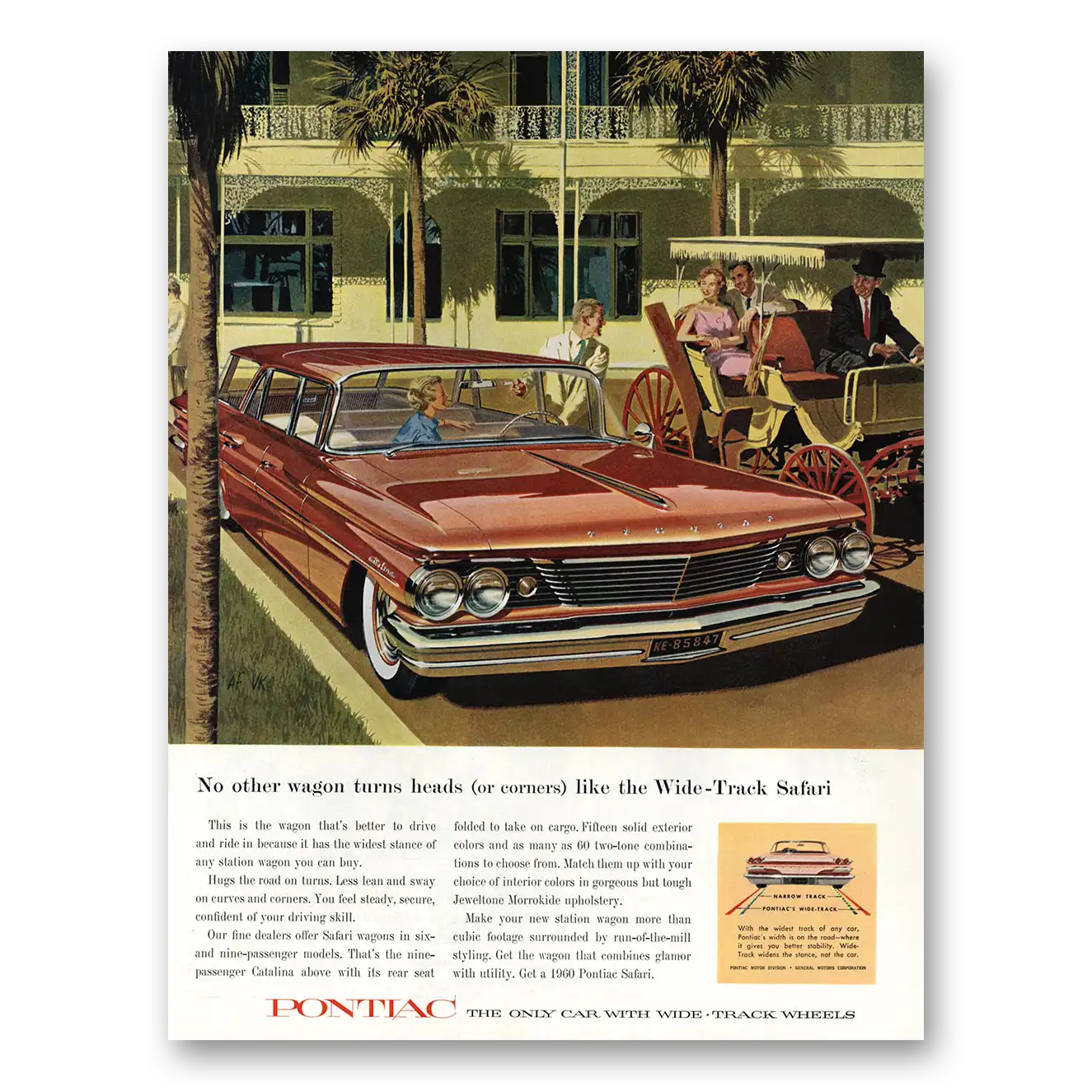 1960 Pontiac Safari No Other Wagon Turns Heads Vintage Magazine Print Ad