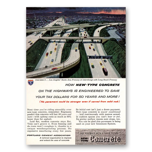 1960 Portland Cement Interstate 5 Los Angeles Santa Ana Freeway Vintage Magazine Print Ad