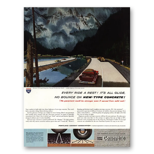 1960 Portland Cement Interstate 90 Snoqualmie Pass Seattle Vintage Magazine Print Ad