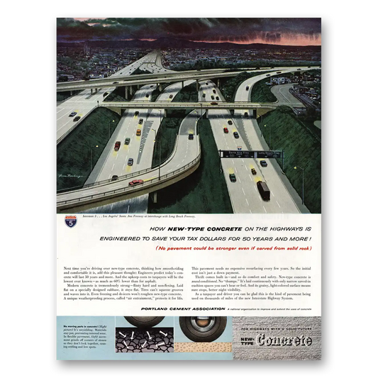 1960 Portland Cement Los Angeles Santa Ana Freeway Vintage Magazine Print Ad