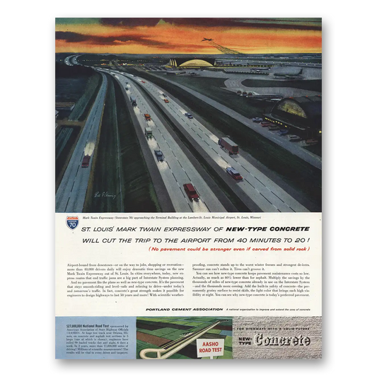 1960 Portland Cement St Louis Mark Twain Expressway Vintage Magazine Print Ad