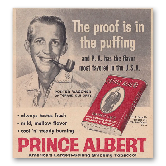 1960 Prince Albert Tobacco Porter Wagoner Proof Is in the Puffing Vintage Magazine Print Ad