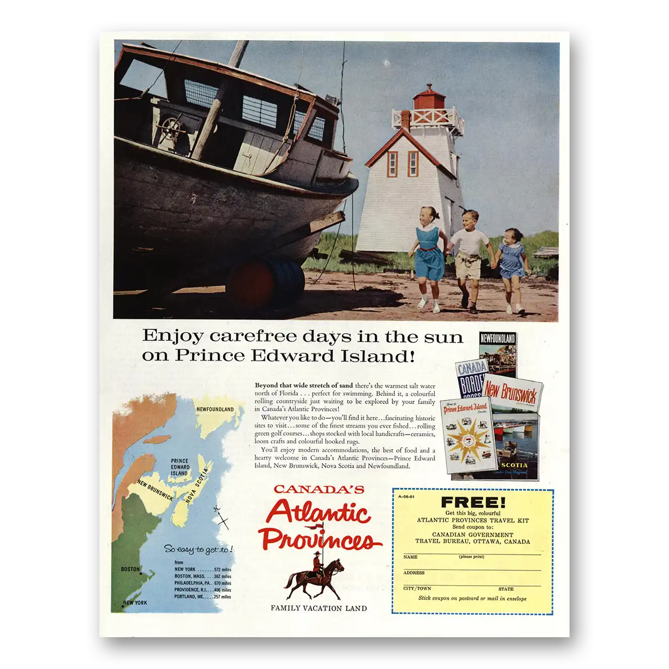 1960 Prince Edward Island Canada Carefree Days in the Sun Vintage Magazine Print Ad