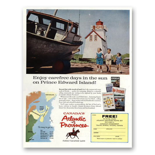 1960 Prince Edward Island Canada Carefree Days in the Sun Vintage Magazine Print Ad