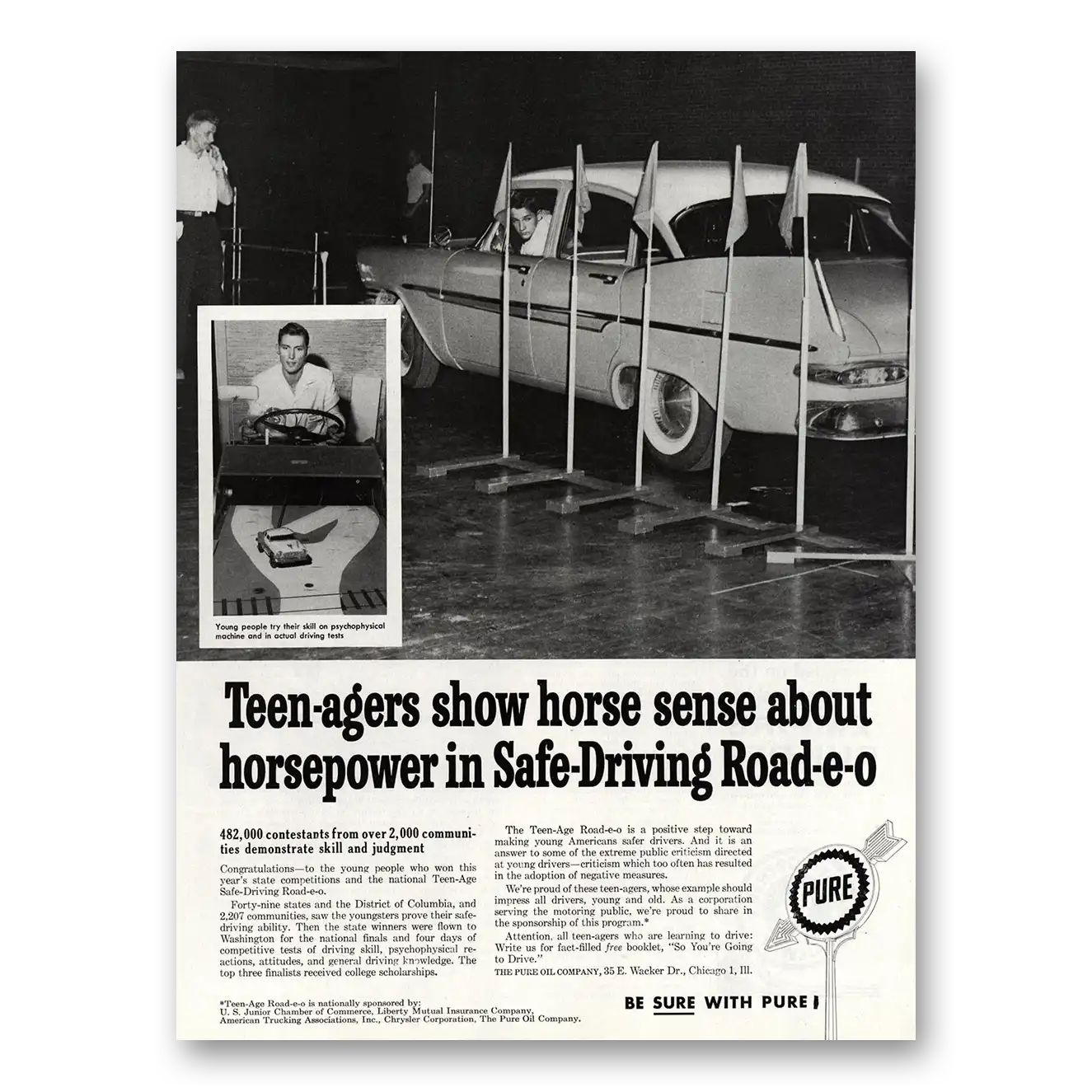 1960 Pure Oil Teenagers Show Horse Sense About Horsepower Vintage Magazine Print Ad