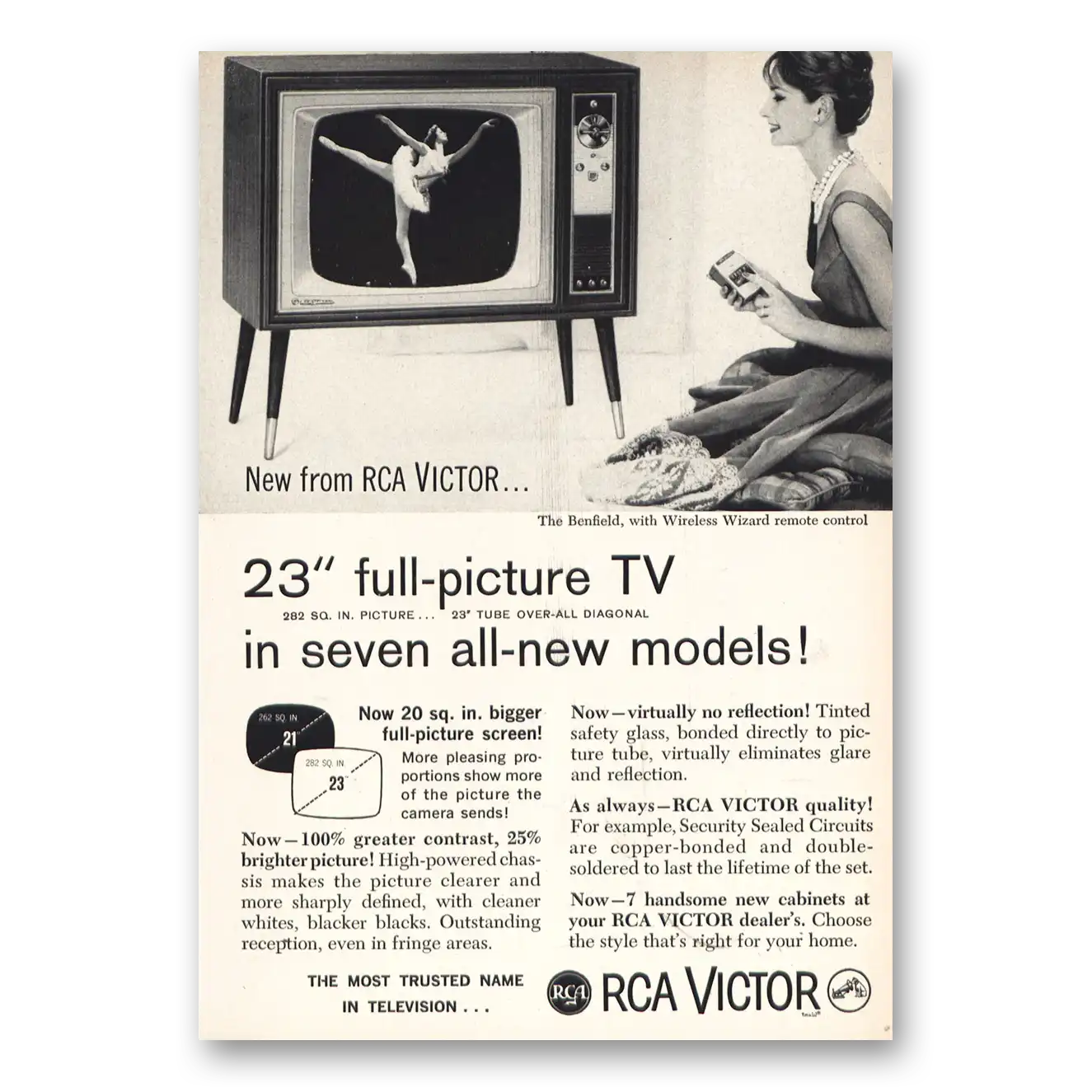 1960 RCA Victor Television Full Picture TV Vintage Magazine Print Ad