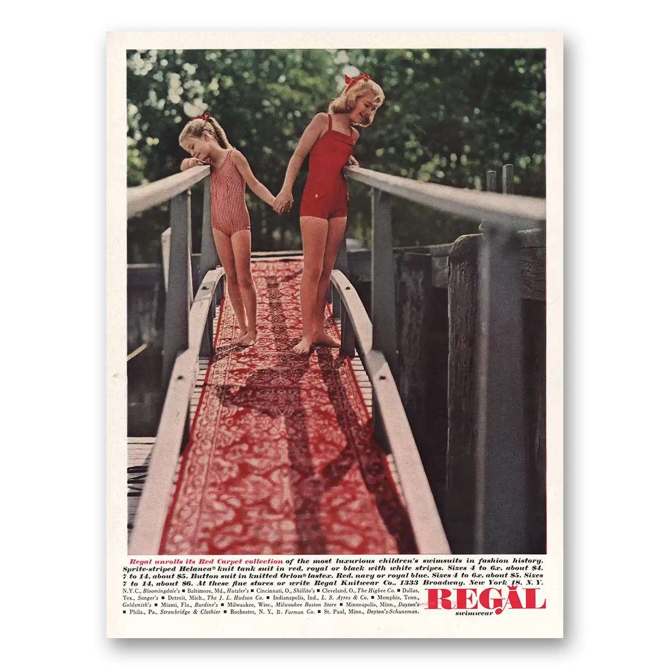 1960 Regal Swimwear Red Carpet Collection Childrens Swimsuits Vintage Magazine Print Ad