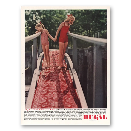 1960 Regal Swimwear Red Carpet Collection Childrens Swimsuits Vintage Magazine Print Ad