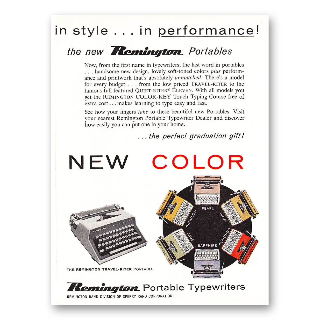 1960 Remington Typewriter In Style In Performance Vintage Magazine Print Ad