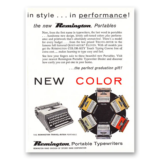 1960 Remington Typewriter In Style In Performance Vintage Magazine Print Ad