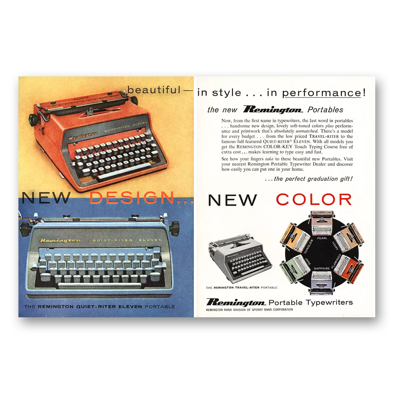 1960 Remington Typewriter Beautiful in Style Vintage Magazine Print Ad