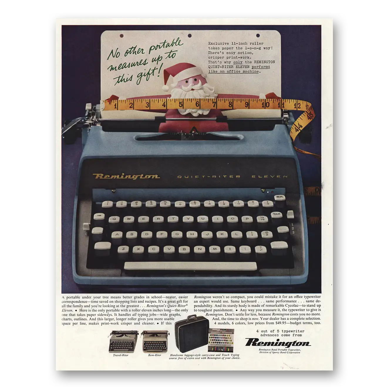 1960 Remington Typewriter No Other Portables Measured Up Vintage Magazine Print Ad