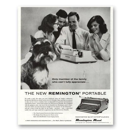 1960 Remington Typewriter Only Member of the Family Vintage Magazine Print Ad