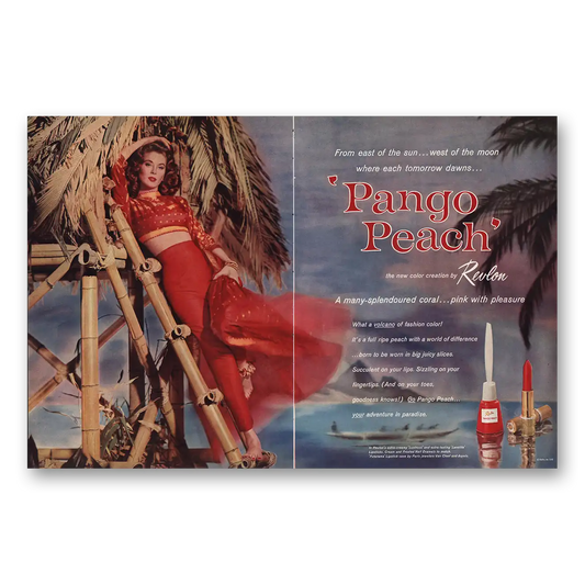 1960 Revlon Pango Peach From East of the Sun Vintage Magazine Print Ad