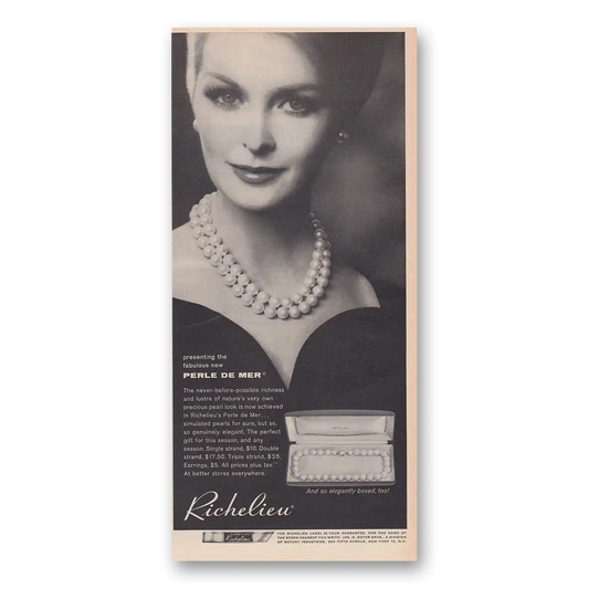 1960 Richelieu Pearls Perle De Mer Vintage Magazine Print Ad