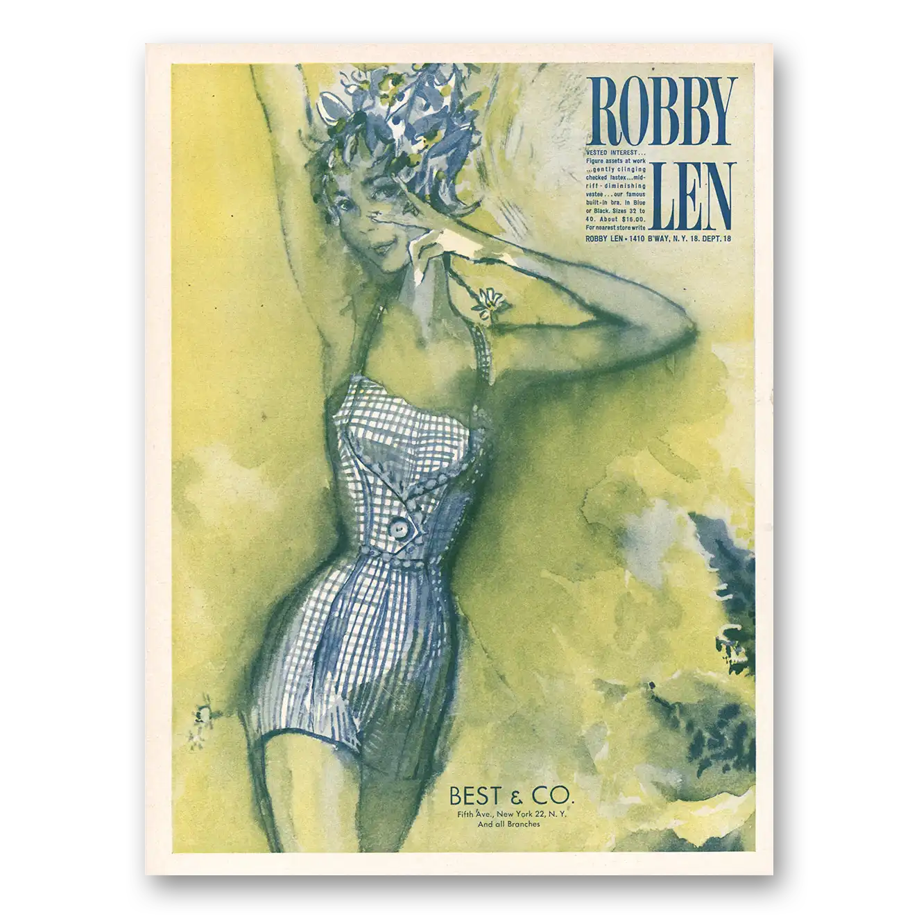 1960 Robby Len Swimwear Vested Interest Vintage Magazine Print Ad