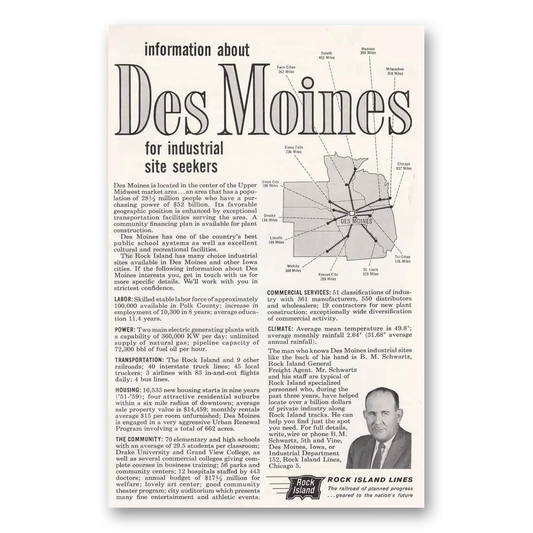 1960 Rock Island Lines Information About Des Moines Vintage Magazine Print Ad