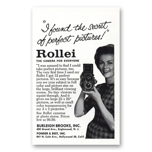 1960 Rollei Camera Secret to Perfect Pictures Vintage Magazine Print Ad