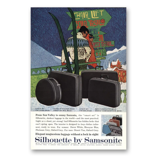 1960 Samsonite Luggage Silhouette Sun Valley Vintage Magazine Print Ad