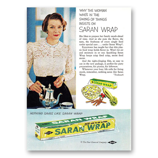 1960 Saran Wrap Woman Whos In the Swing of Things Vintage Magazine Print Ad