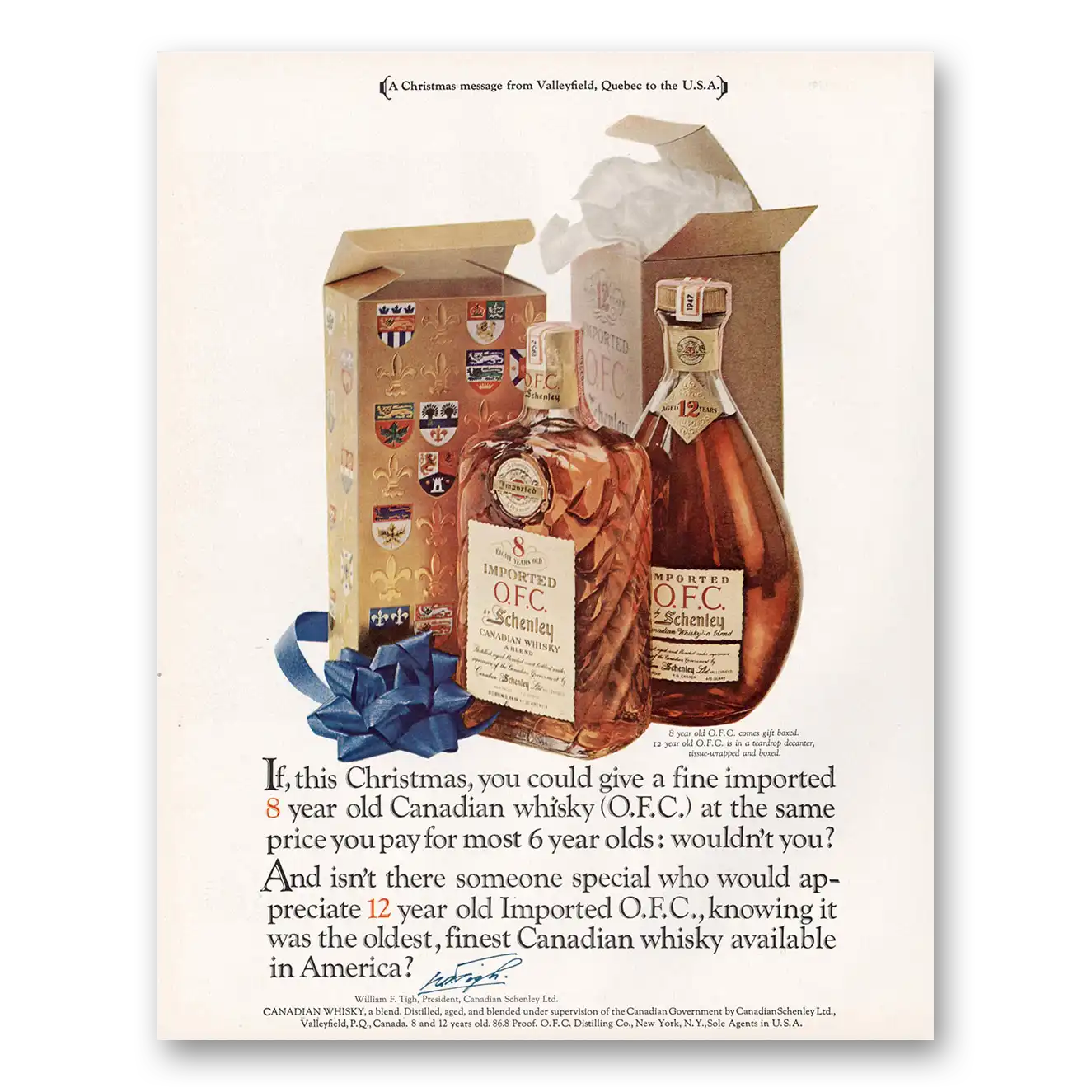 1960 Schenley Whiskey OFC Christmas You Could Give Fine Imported Vintage Magazine Print Ad