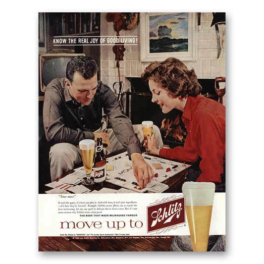 1960 Schlitz Beer Monopoly Game Vintage Magazine Print Ad