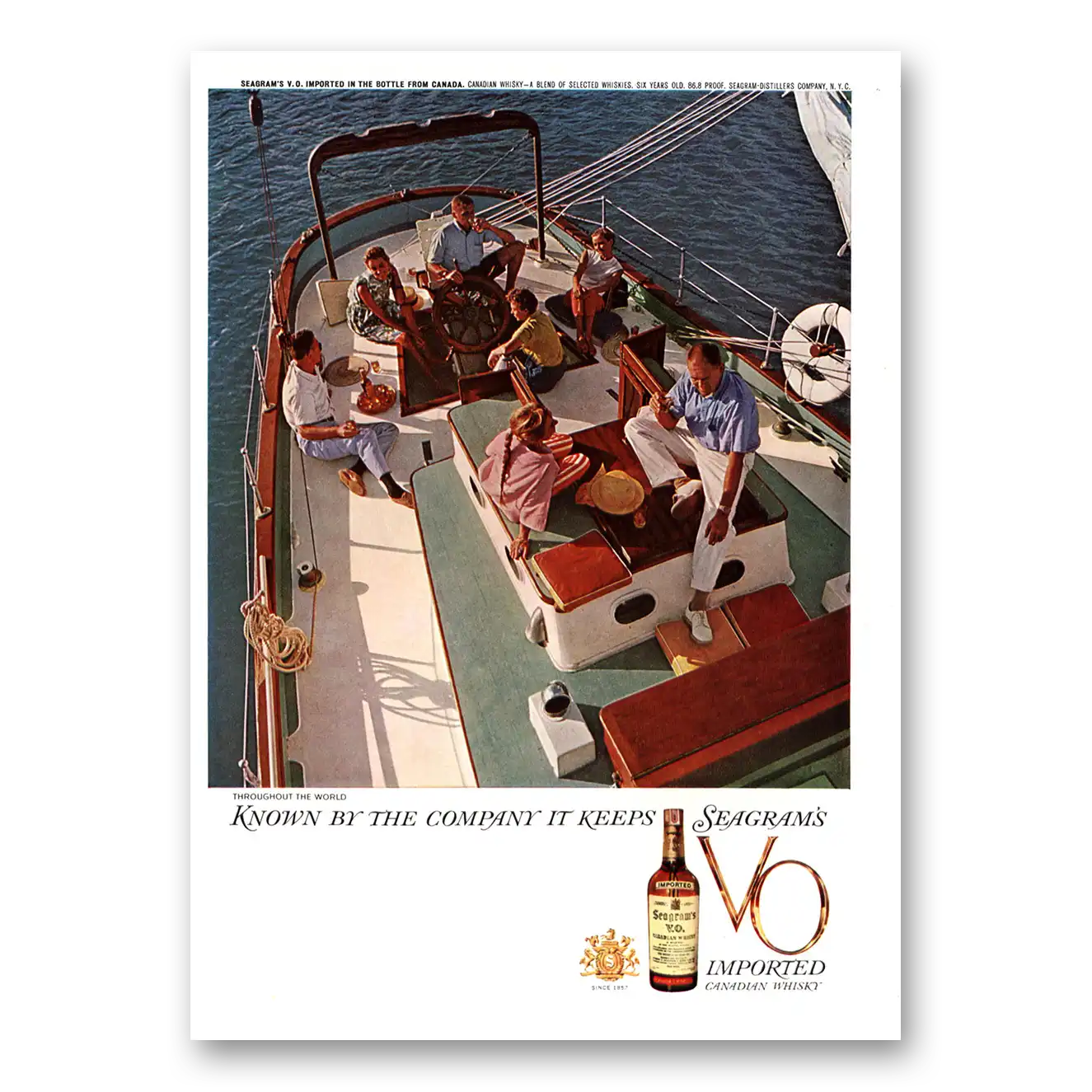 1960 Seagrams VO Whisky Sailboat Known By the Company Vintage Magazine Print Ad