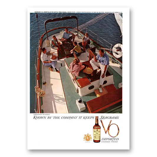 1960 Seagrams VO Whisky Sailboat Known By the Company Vintage Magazine Print Ad