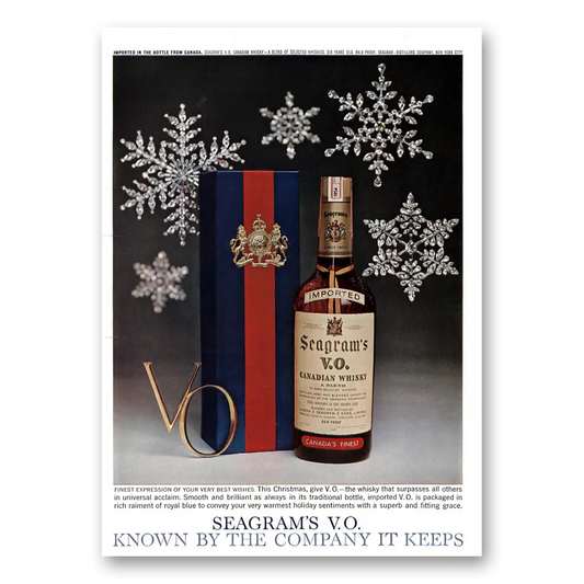 1960 Seagrams VO Whisky Snowflakes Finest Expression Vintage Magazine Print Ad