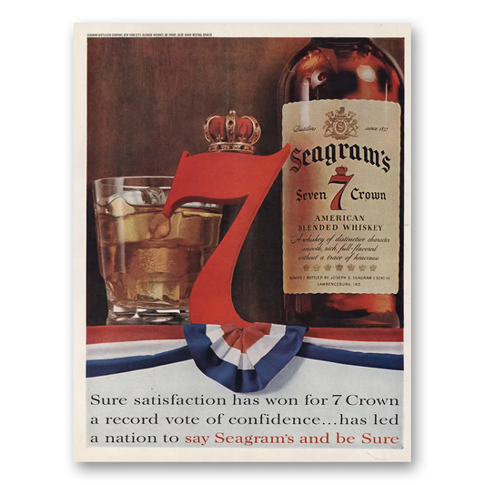 1960 Seagrams 7 Crown Whiskey Record Vote of Confidence Vintage Magazine Print Ad