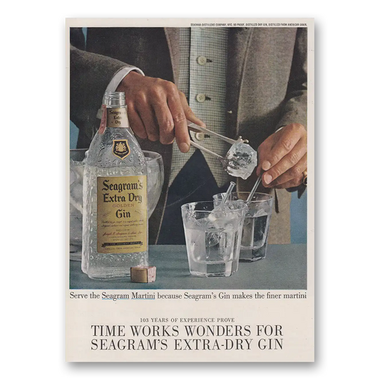 1960 Seagrams Extra Dry Gin Time Works Wonders Vintage Magazine Print Ad