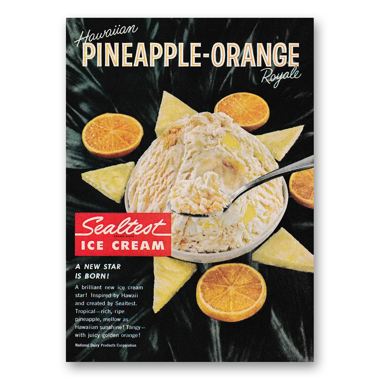 1960 Sealtest Pineapple Orange Ice Cream New Star Is Born Vintage Magazine Print Ad