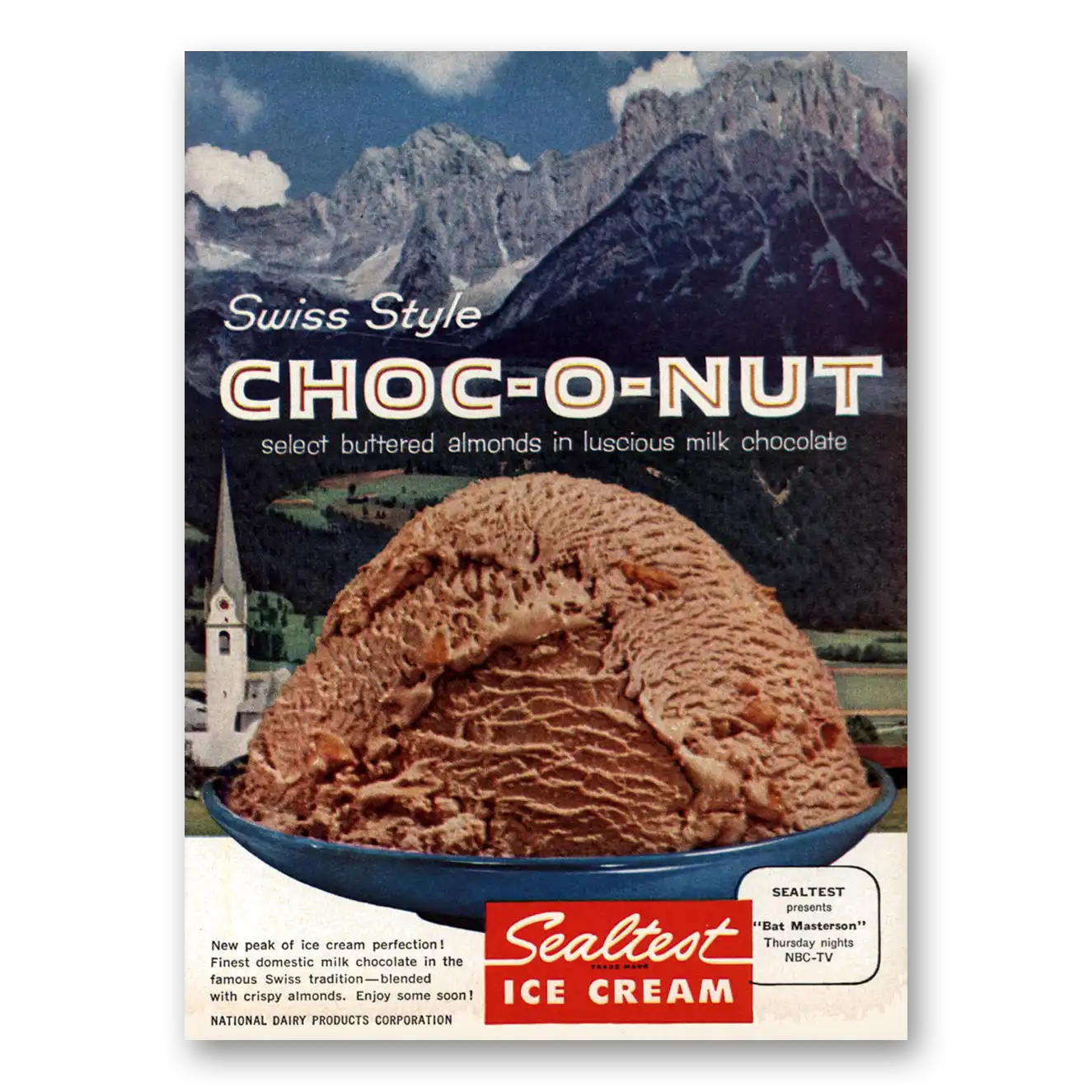 1960 Sealtest Swiss Choc O Nut Ice Cream Select Buttered Almonds Vintage Magazine Print Ad