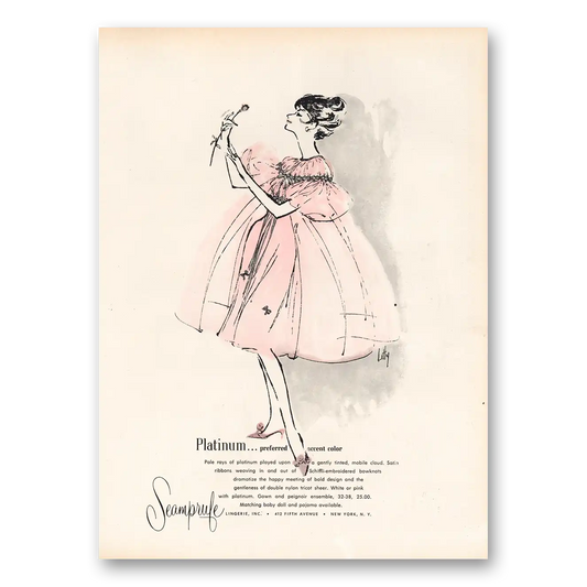 1960 Seamprufe Lingerie Platinum Preferred Accent Color Vintage Magazine Print Ad