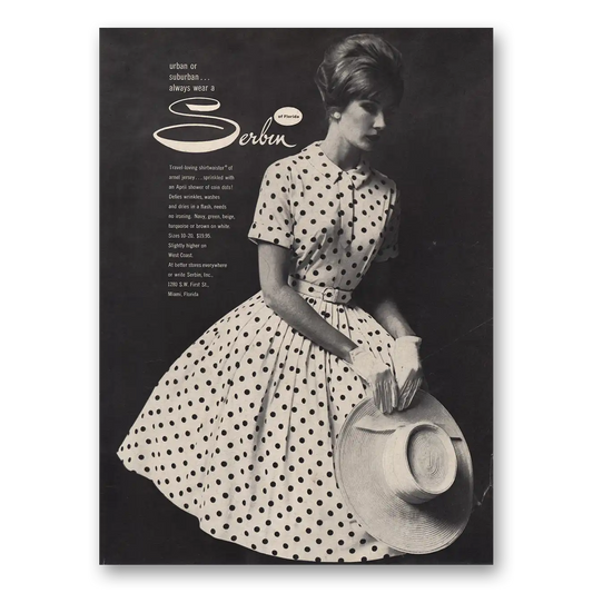 1960 Serbun Fashion Urban or Suburban Shirtwaister Vintage Magazine Print Ad