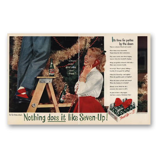 1960 7Up Parties By the Dozen Vintage Magazine Print Ad