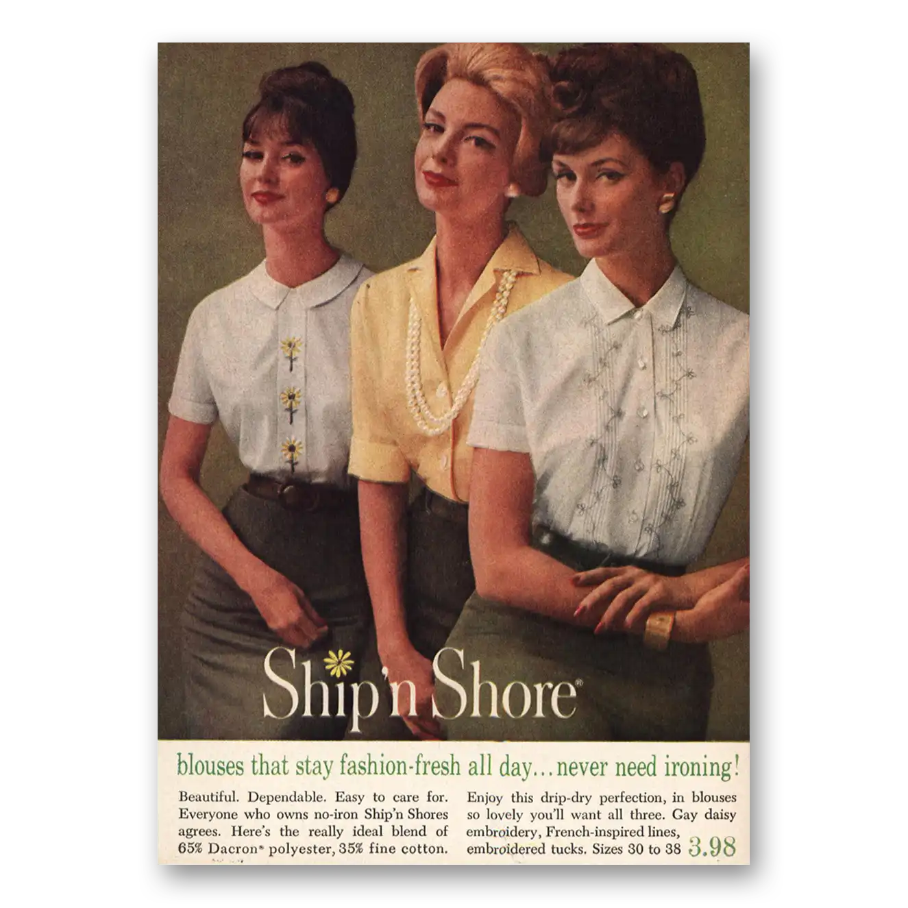 1960 Ship n Shore Blouses That Stay Fashion Fresh Vintage Magazine Print Ad