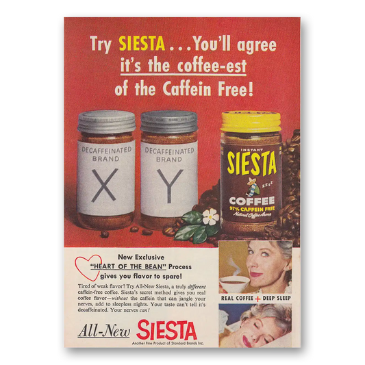 1959 Siesta Coffee Coffee est of the Caffein Free Vintage Magazine Print Ad