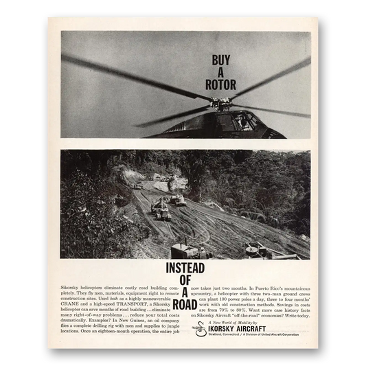 1960 Sikorsky Helicopters Buy a Rotor Instead of Road Vintage Magazine Print Ad