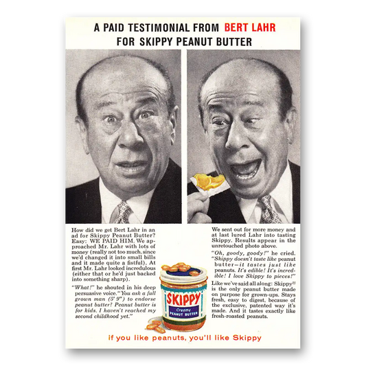 1960 Skippy Peanut Butter Bert Lahr Vintage Magazine Print Ad