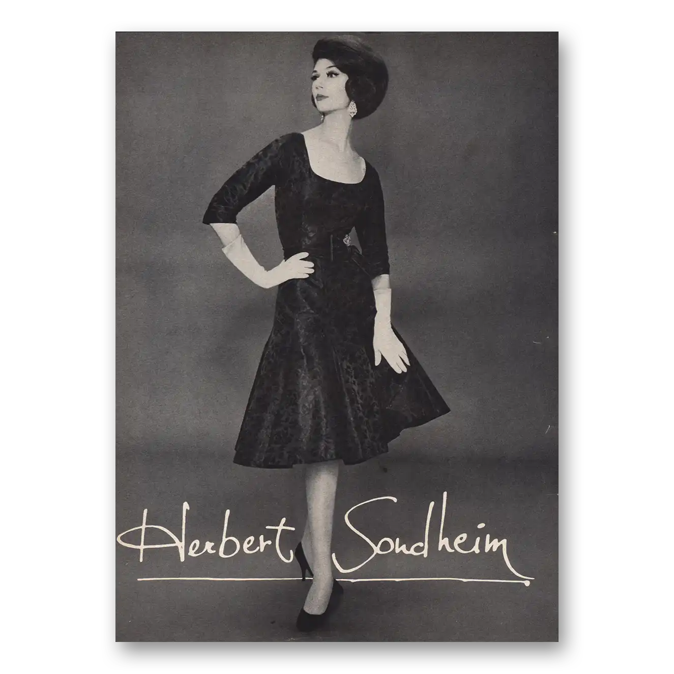 1960 Herbert Sondheim Black Dress Vintage Magazine Print Ad