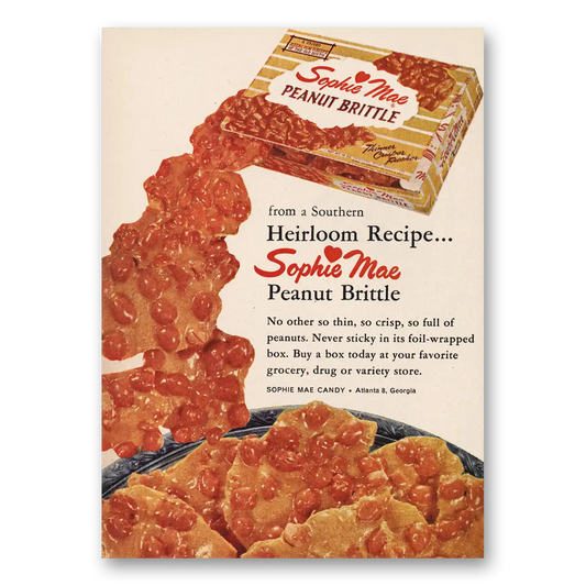 1960 Sophie Mae Peanut Brittle Heirloom Recipe Vintage Magazine Print Ad