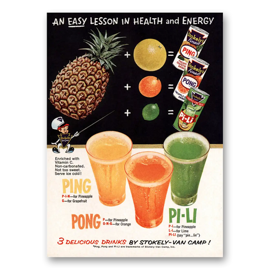 1960 Ping Pong Pi Li Easy Lesson In Health and Energy Vintage Magazine Print Ad