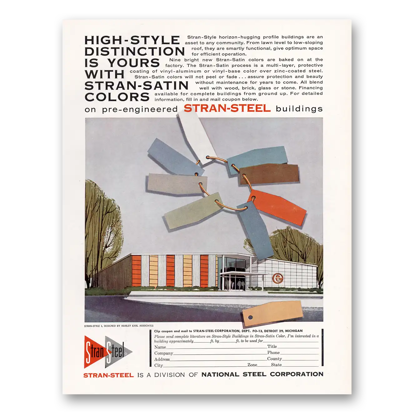 1960 National Steel Stran Steel High Style Distinction Vintage Magazine Print Ad